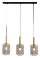 Light & Living Hanglamp 'Lekar' 3-Lamps, Antiek Brons/Smoke