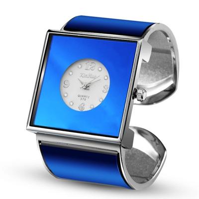 Vierkante grote wijzerplaat armband quartz horloge voor vrouwen (blauw)
