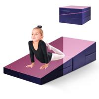 Opvouwbare Wigvormige Sportmat met Draaggreep Zachte Vloermat met Scheurvaste Hoes Gymnastiekmat voor Kinderspelen
