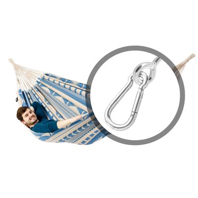 Eenpersoons hangmat met bevestiging - 300x140cm - Blauw - 120kg draagkracht- 100% katoen - binnen & buiten