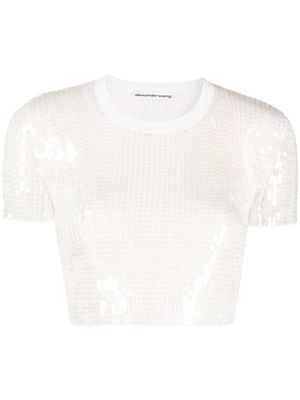 Alexander Wang t-shirt orné de sequins - Blanc Alexander Wang t-shirt orné de sequins - Blanc