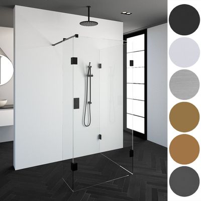 Complete Profielloze Inloopdouche Reversed Met Vaste Zijwand 40cm (Alle Kleuren En Maten)