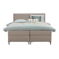 Boxspring Liv geblokt - beige - 160x200 cm - slanke poot - Leen Bakker