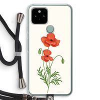 Red poppy: Pixel 5 Transparant Hoesje met koord