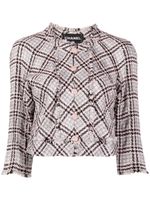 CHANEL Pre-Owned veste crop en tweed à design sans col - Rose - thumbnail