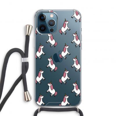 Eenhoorns overal: iPhone 12 Pro Transparant Hoesje met koord