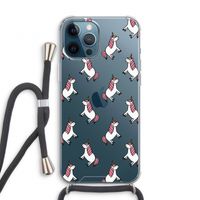 Eenhoorns overal: iPhone 12 Pro Transparant Hoesje met koord