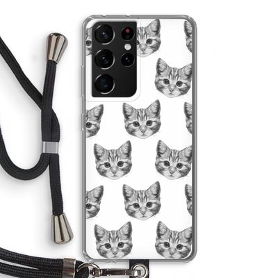 Kitten: Samsung Galaxy S21 Ultra Transparant Hoesje met koord
