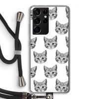 Kitten: Samsung Galaxy S21 Ultra Transparant Hoesje met koord