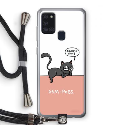 GSM poes: Samsung Galaxy A21s Transparant Hoesje met koord
