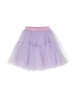 Monnalisa jupe en tulle à taille logo - Violet
