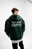 Equalité Societé Oversized Full Zip Hoodie Donkergroen - Maat XXS - Kleur: Donkergroen | Soccerfanshop