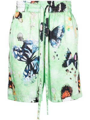 Nahmias short en soie à imprimé graphique - Vert