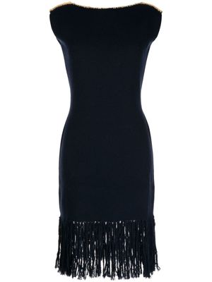 Onefifteen robe en laine à bords frangés - Bleu