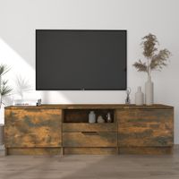 Tv-meubel 140x35x40 cm bewerkt hout gerookt eikenkleurig - thumbnail