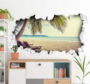 Muursticker Strand 3D