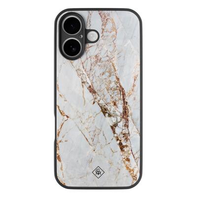 iPhone 16 glazen hardcase - Marmer goud