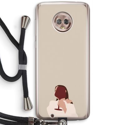 I drink wine: Motorola Moto G6 Transparant Hoesje met koord