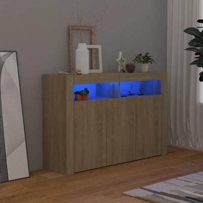 Dressoir met LED-verlichting 115,5x30x75 cm sonoma eikenkleur