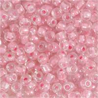 Creativ Company Rocailles, d 4 mm, afm 6/0, gatgrootte 0,9-1,2 mm, roze kern, 25 gr/ 1 doos