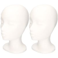 2x Beschilderbare piepschuim hoofden 30 cm meisjeshoofd/vrouwenhoofd