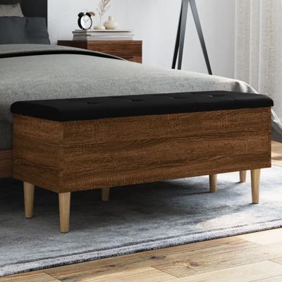 Opbergbankje 102x42x46 cm bewerkt hout bruin eikenkleur