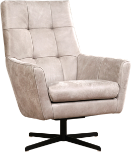 Lichtgrijze leren moderne draaifauteuil Central - Kenia Leer Lightgrey (lichtgrijs leer)