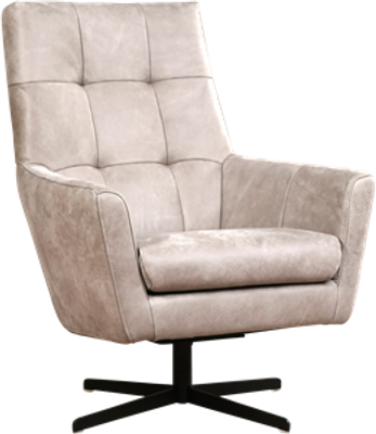 Lichtgrijze leren moderne draaifauteuil Central - Kenia Leer Lightgrey (lichtgrijs leer)