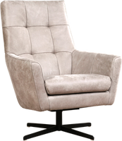 Lichtgrijze leren moderne draaifauteuil Central - Kenia Leer Lightgrey (lichtgrijs leer)