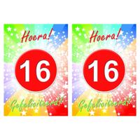 Verjaardag deurposter - 2x - 16 jaar - 59 x 42 cm - leeftijd feestartikelen