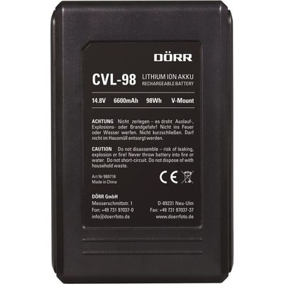 Dörr CVL-98 Compacte V-Mount Li-Ion Accu voor DLP-820