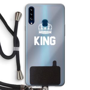 King zwart: Samsung Galaxy A20s Transparant Hoesje met koord