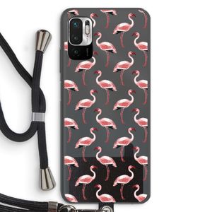Flamingoprint groen: Xiaomi Redmi Note 10 5G Transparant Hoesje met koord