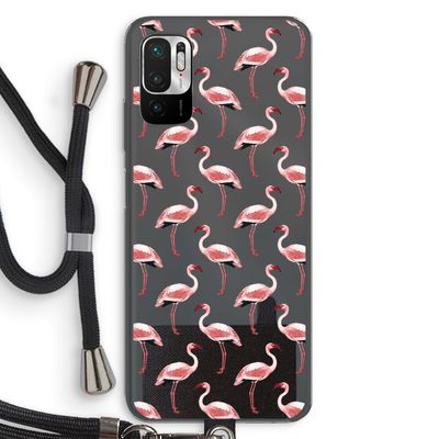 Flamingoprint groen: Xiaomi Redmi Note 10 5G Transparant Hoesje met koord