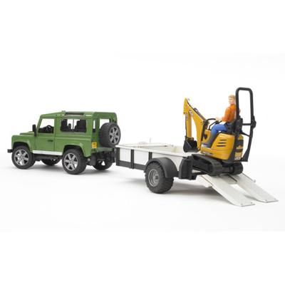 Bruder landrover + aanhanger met graafmachine