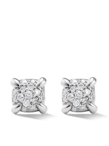 David Yurman puces d'oreilles Petite Châtelaine en or blanc 18ct pavées de diamants (5 mm) - Argent