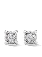 David Yurman puces d'oreilles Petite Châtelaine en or blanc 18ct pavées de diamants (5 mm) - Argent