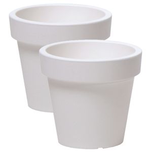 4x stuks basic plantenpot/bloempot kunststof dia 16 cm/hoogte 14.5 cm parel wit