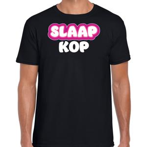 Verkleed T-shirt voor heren - slaapkop - zwart - carnaval/foute party