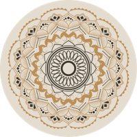 Beige mandala ontwerp vinyl tapijt rond