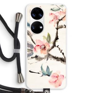 Japanse bloemen: Huawei P50 Transparant Hoesje met koord