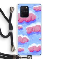 Roze wolken met vogels: Samsung Galaxy Note 10 Lite Transparant Hoesje met koord