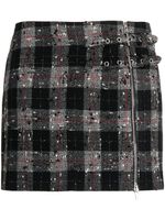 Alessandra Rich checked wool-blend miniskirt - Noir