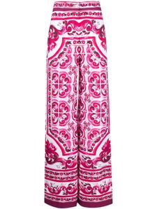 Dolce & Gabbana Majolica-print wide-leg trousers - Blanc