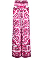 Dolce & Gabbana Majolica-print wide-leg trousers - Blanc - thumbnail