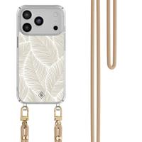 iPhone 17 Pro hoesje met beige koord - Palm leaves beige