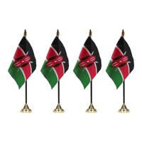 Kenia tafelvlaggetjes set 4x stuks- 10 x 15 cm - met/op standaard - polyester   -