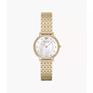 Emporio Armani dameshorloge met twee wijzers van goudkleurig roestvrij staal AR11007