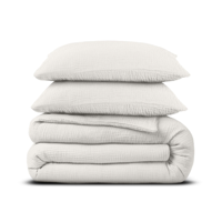 Sale: -44% | Dekbedovertrek Percale-Katoen - Mousseline - Off White - Tweepersoons (200x200 Cm) - Off-white & Wit Percale Katoen Katoen Mousseline - Effen - - Dekbed-Discounter.nl