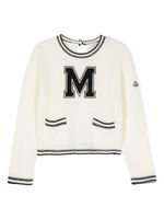 Moncler Enfant pull en maille à patch logo - Blanc